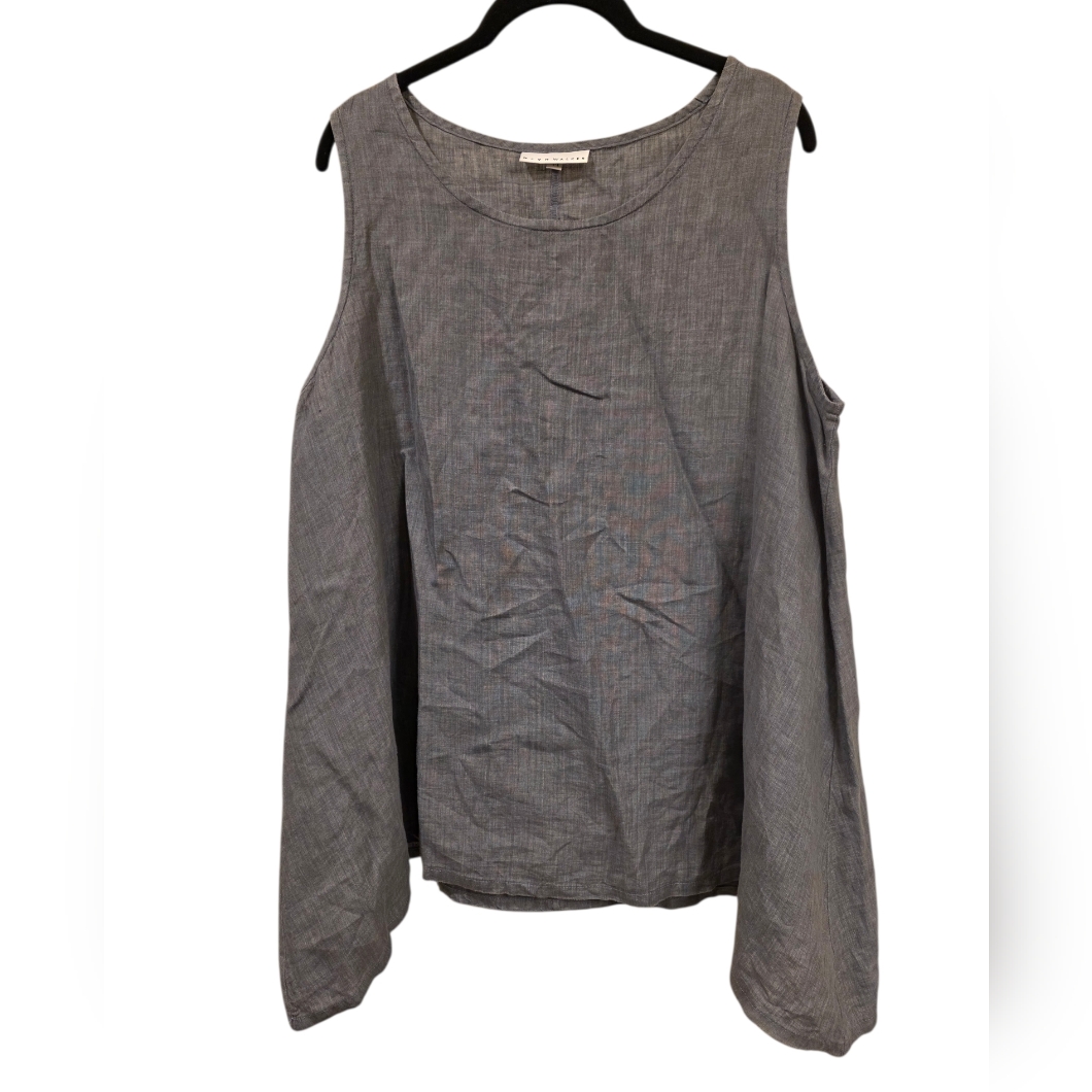 Bryn Walker Linen Tank Top Lagenlook Sleeveless Trapeze Scoop Neck - Size M